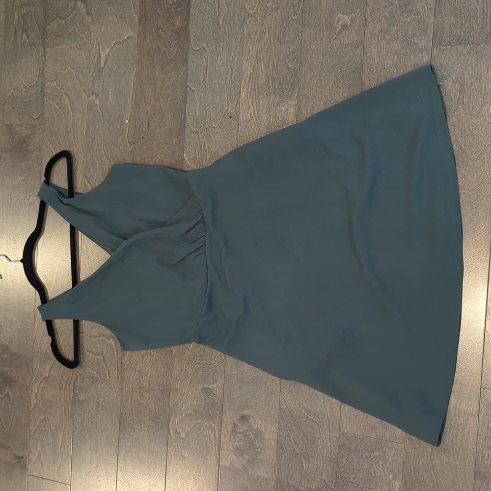 LOFT A-LINE DRESS w POCKETS- OLIVE GREEN- 00P (petite)
